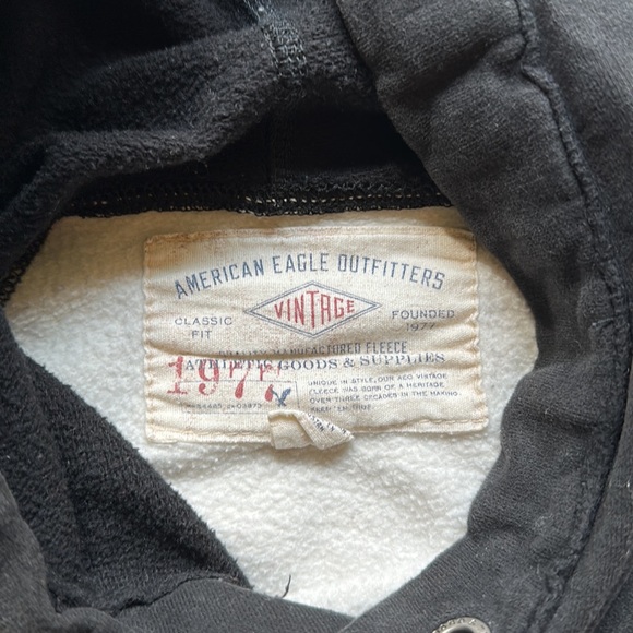 AMERICAN EAGLE VINTAGE Hoodie. Black & light gray. Men’s size SMALL. POCKET. - Picture 7 of 10